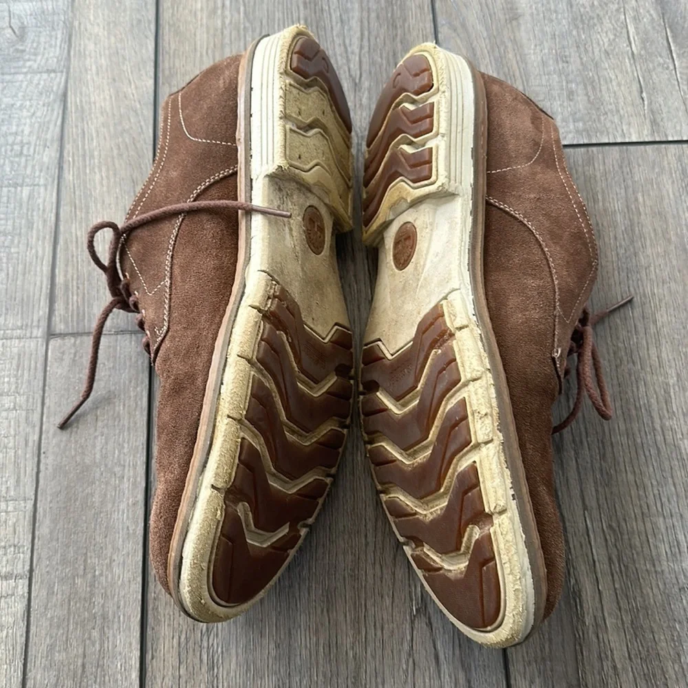 Timberland brown tan soft suede lace up oxfords with sensorflex 9.5 fall winter